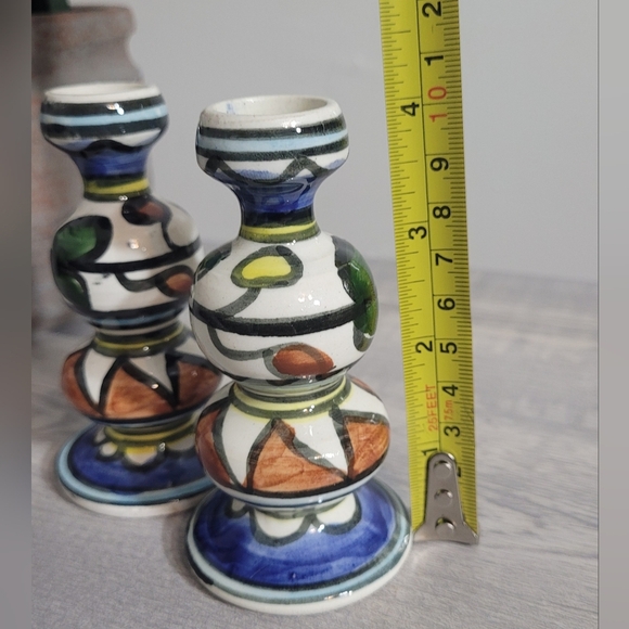 Israeli Ceramic Armenian Pottery Iznik Candlsticks Shabat Shabbos Judaica Israel - Picture 4 of 4